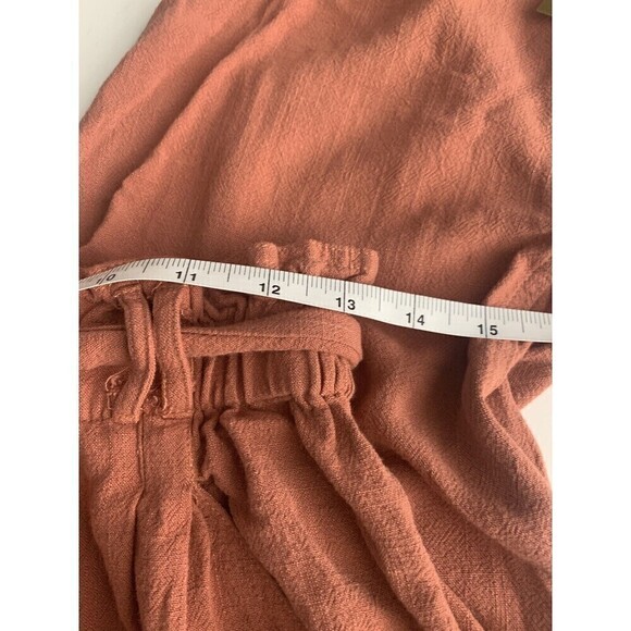 Promesa Womens Growing Wild Floral Cuff Belted Paperbag Pants Size Small Linen - Picture 7 of 10